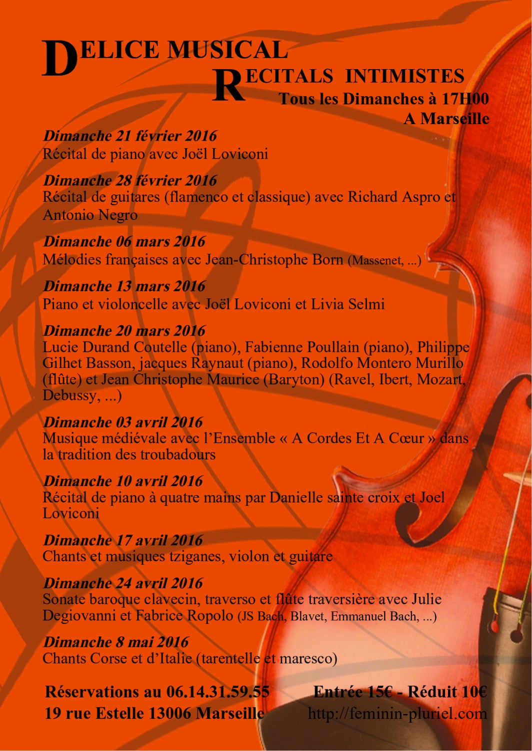 Programmation musicale rÃ©citals intimistes 2015/2016 Marseille FÃ©minin Pluriel
